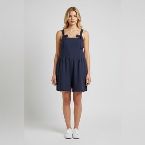 SHEIN CURVE Women’s Plus 2XL Solid Blue Romper with Pockets Adjustable Straps